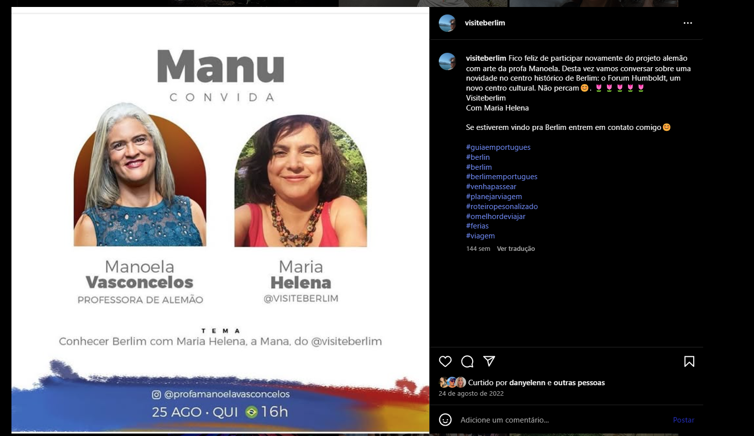 Card do evento com Maria Helena